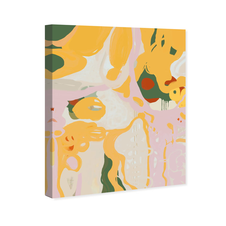 Brayden Studio® Abstract Wild Dunes Modern Yellow Canvas Wall Art Print